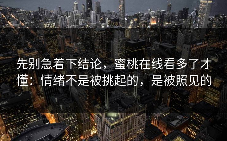 先别急着下结论，蜜桃在线看多了才懂：情绪不是被挑起的，是被照见的