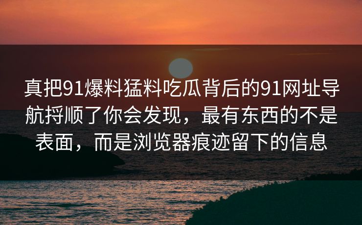 真把91爆料猛料吃瓜背后的91网址导航捋顺了你会发现，最有东西的不是表面，而是浏览器痕迹留下的信息