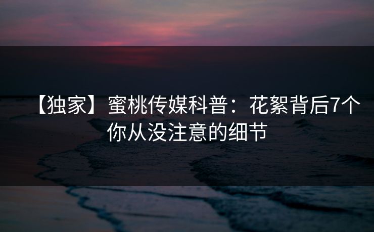 【独家】蜜桃传媒科普:花絮背后7个你从没注意的细节 【独家】蜜桃传媒科普:花絮背后7个你从没注意的细节