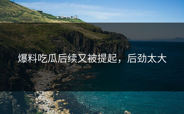 爆料吃瓜后续又被提起，后劲太大