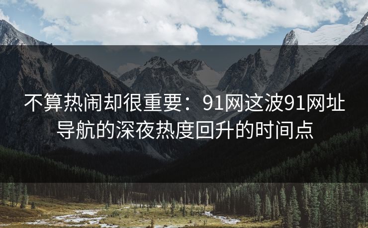 不算热闹却很重要：91网这波91网址导航的深夜热度回升的时间点